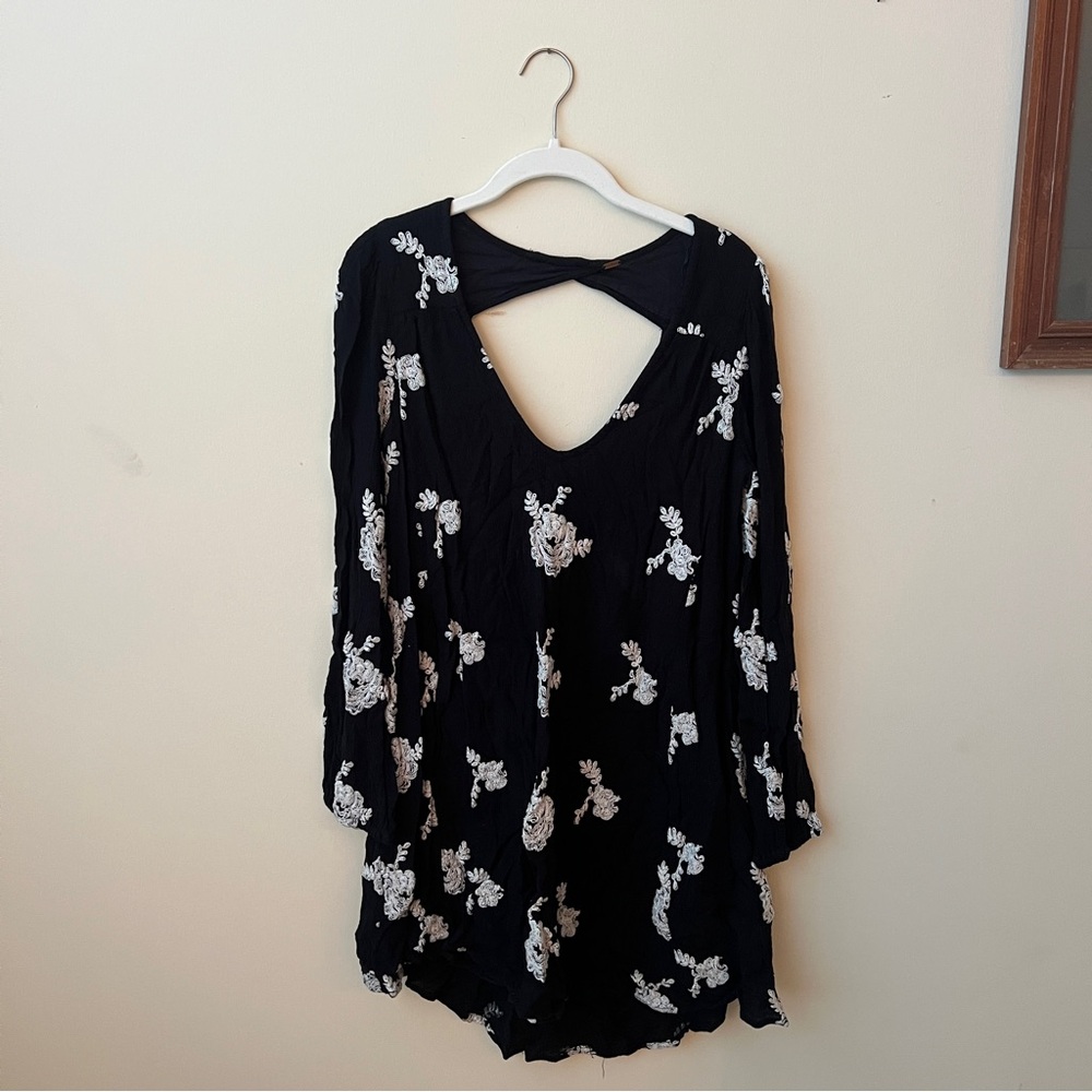 Free People Black Embroidered Austin Dress